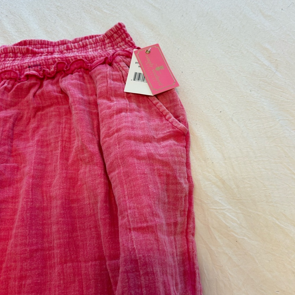 Bright Pink Smocked Waist Wide-Leg Pants Sz M NWT - Picture 5 of 16